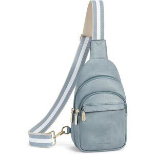 Women Denim Blue Imported PU Leather Small Crossbody Chest Sling Travel Bag